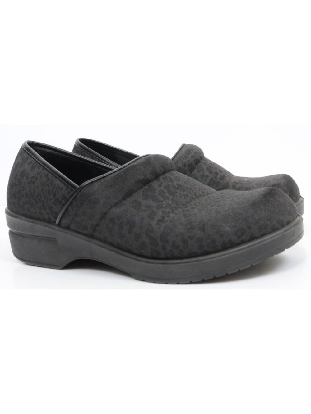 Claire Black Leopard Women's 8 Comfort Clog Professional Nursing Work Shoes